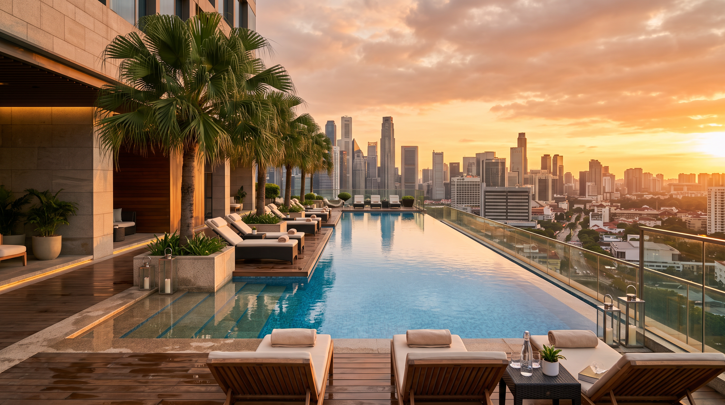 Piscina en la azotea con vista a Buenos Aires